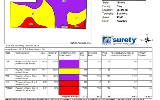 47.81 ACRES – HIGHLY PRODUCTIVE FARMLAND AUCTION – THURS., SEPT. 17, 2026 @ 6PM – CLAY COUNTY, IL *SOLD SOLD SOLD*